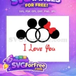 Free Minnie Mouse Ears Free Red Bow I Love You Free SVG - Instant Download