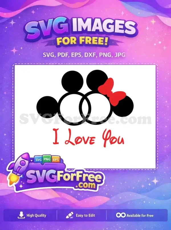 Free Minnie Mouse Ears Free Red Bow I Love You Free SVG