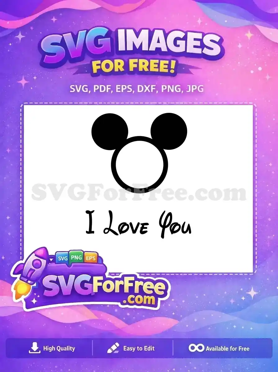 Free Mouse Ears Free I Love You Text Sports Free SVG