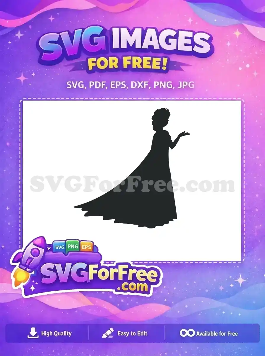 Free Elegant Gown Silhouette Free Regal Pose Cinderella Free SVG