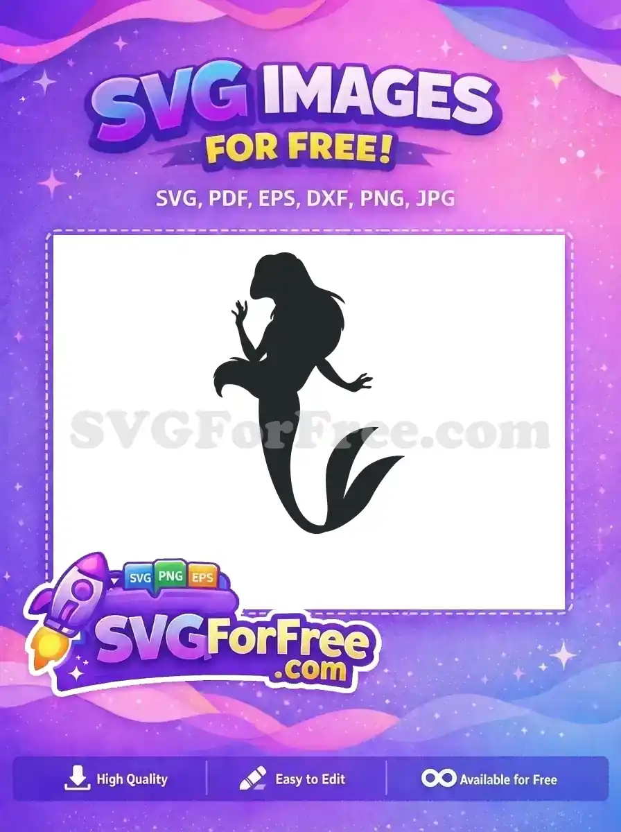 Free Silhouette Mermaid Free Flowing Hair Little Mermaid Free SVG