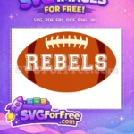 Free Brown Football Free Rebels Text Sports Free SVG - Instant Download