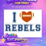Free Blue Rebels I Heart Football Free Sports Free SVG - Instant Download