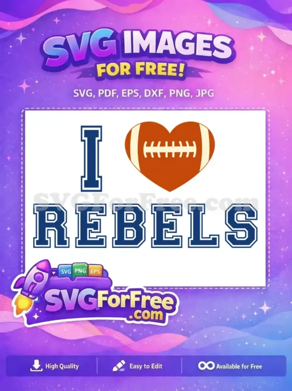 Free Blue Rebels I Heart Football Free Sports Free SVG