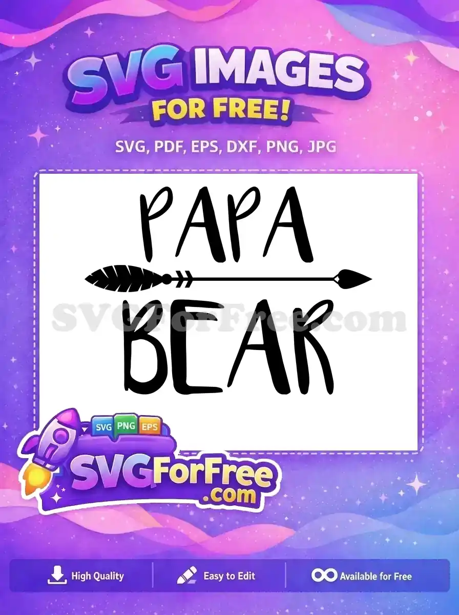Free Papa Bear Arrow Free Father's Day Decoration Free SVG