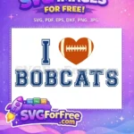 Free Football Heart Free Bobcats Blue Sports Free SVG - Instant Download