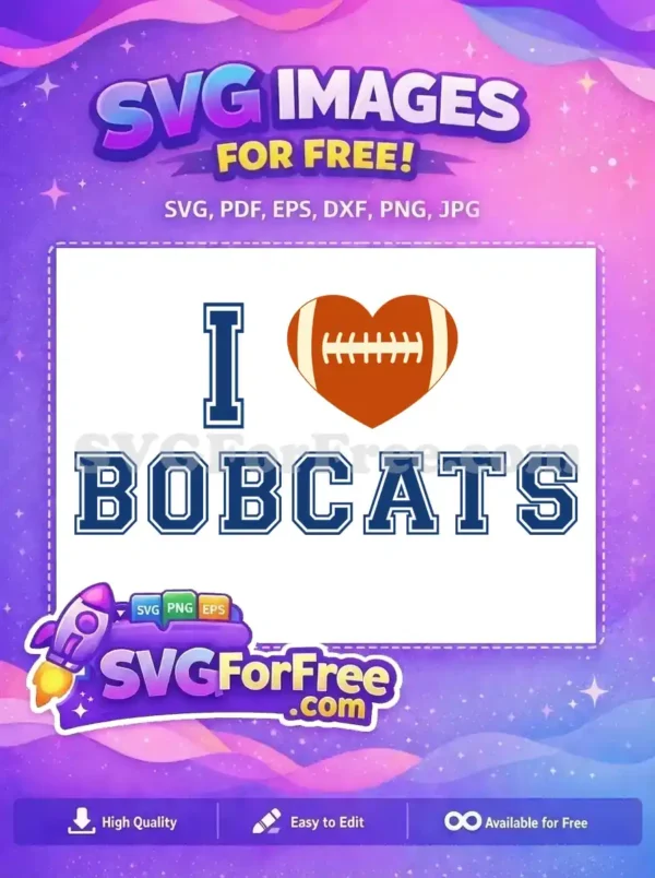 Free Football Heart Free Bobcats Blue Sports Free SVG