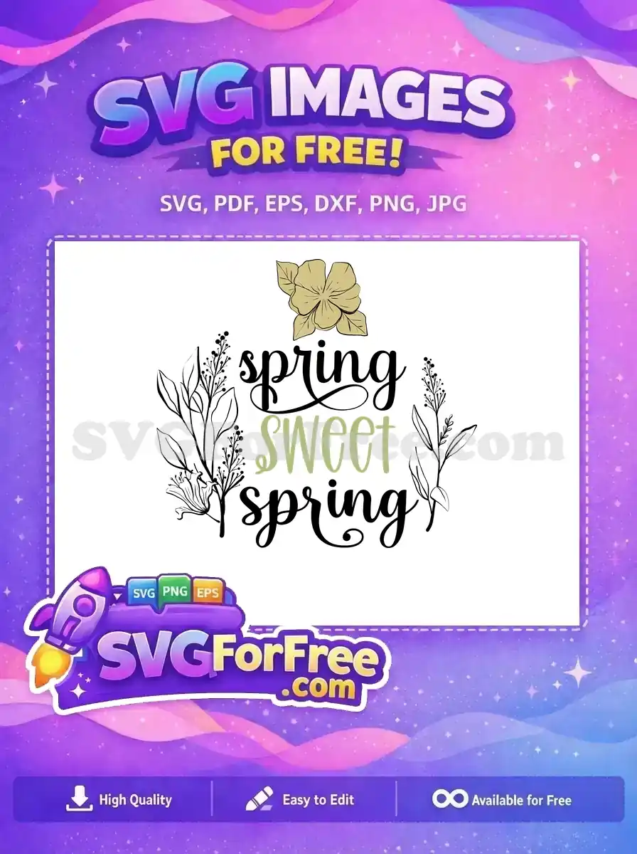 Free Black Spring Lettering Free Floral Accents Season Free SVG