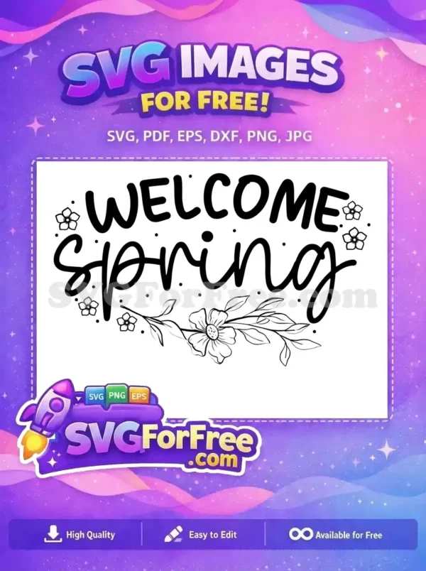 Free Welcome Spring Floral Free Leaves Design Spring Free SVG