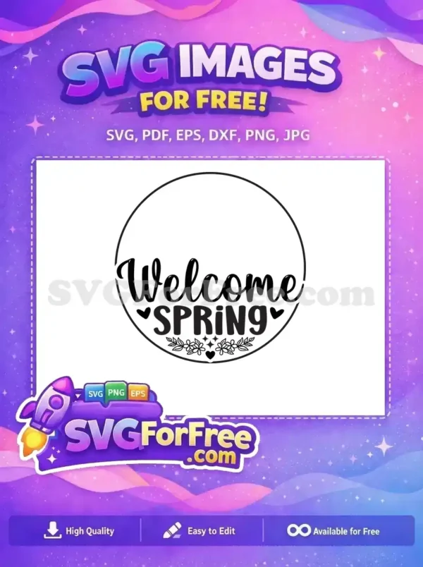 Free Welcome Spring Floral Free Hearts Stars Design Free SVG