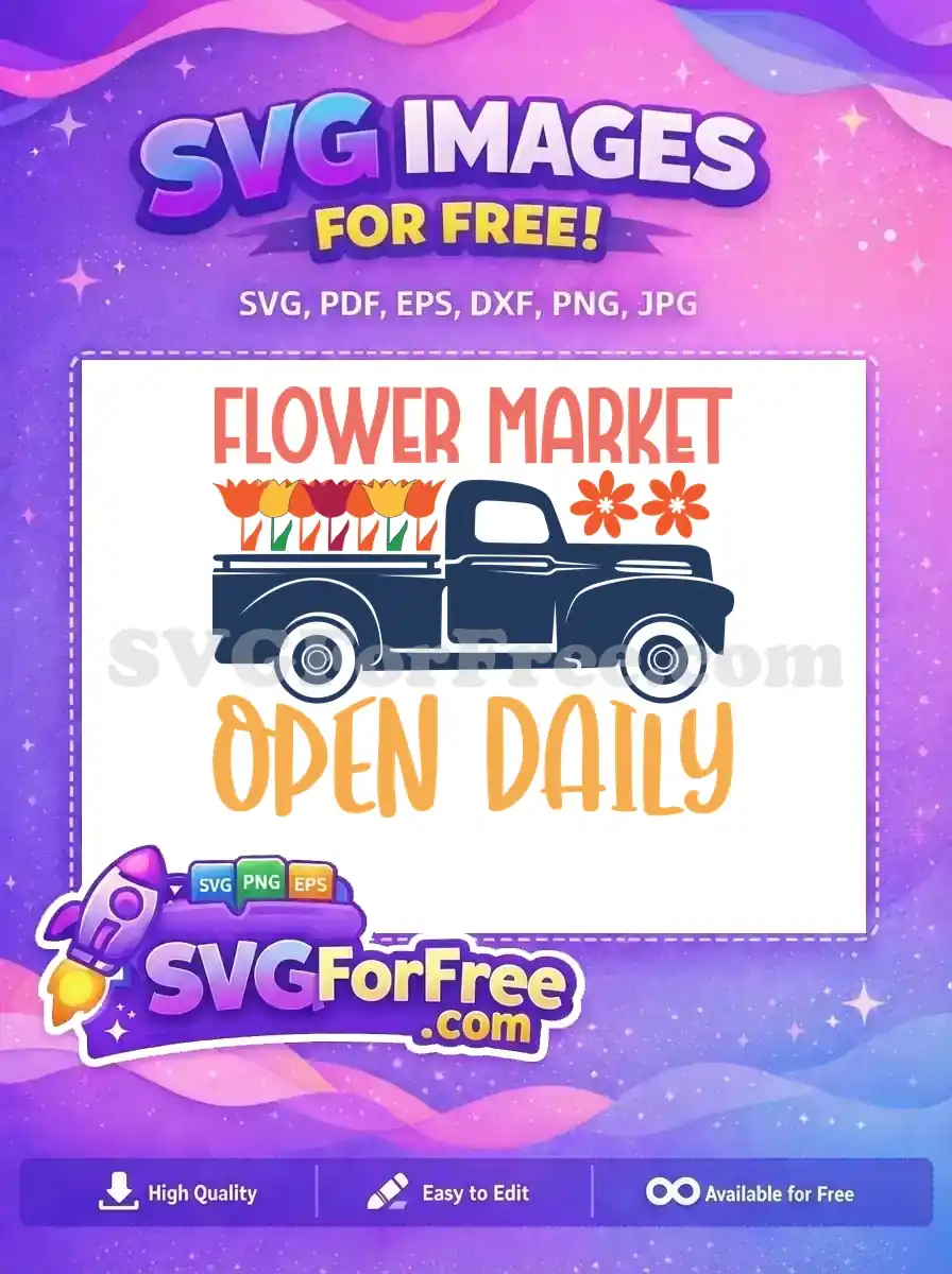 Free Truck Tulips Free Flower Market Spring Quotes Free SVG