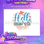 Free Blue Hello Free March Green Leaves Spring Free SVG - Instant Download