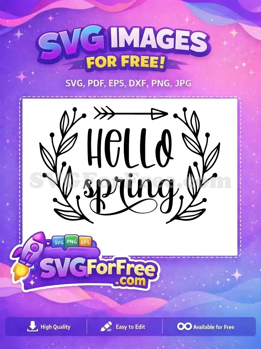 Free Arrow Accent Free Hello Spring Quote Free SVG