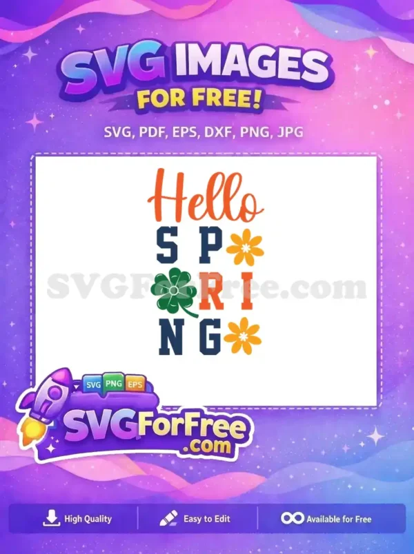 Free Hello Spring Flowers Free Clover Graphic Design Free SVG