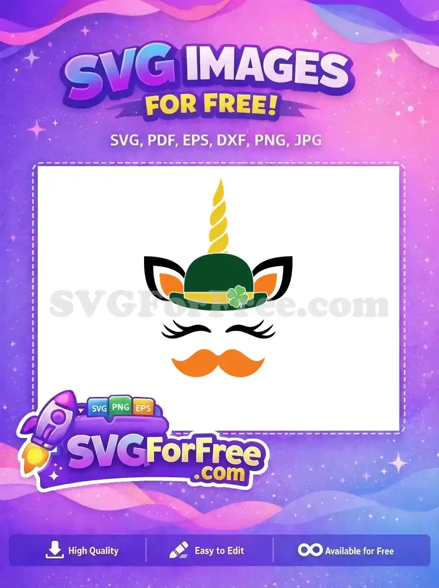Free Unicorn Horned Leprechaun Free Mustache St Patricks Free SVG