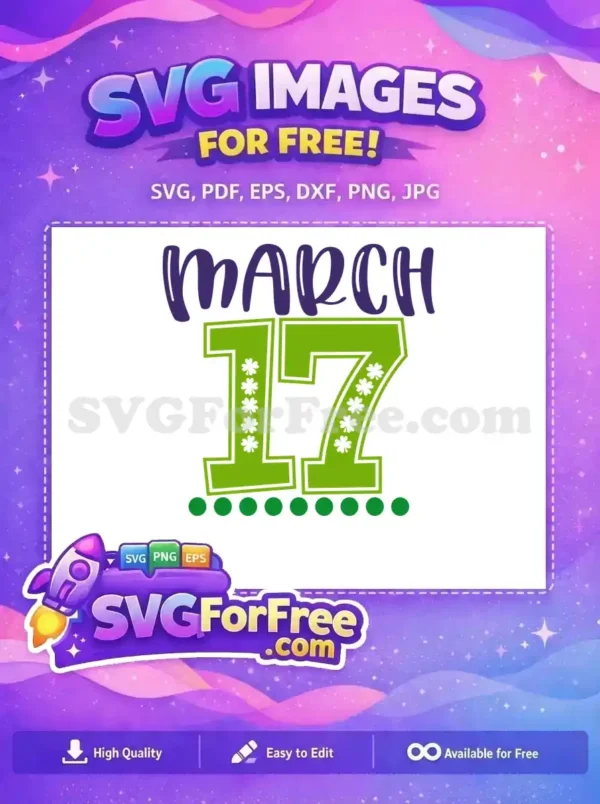 Free Green Shamrock Free March Seventeen St Patrick's Free SVG