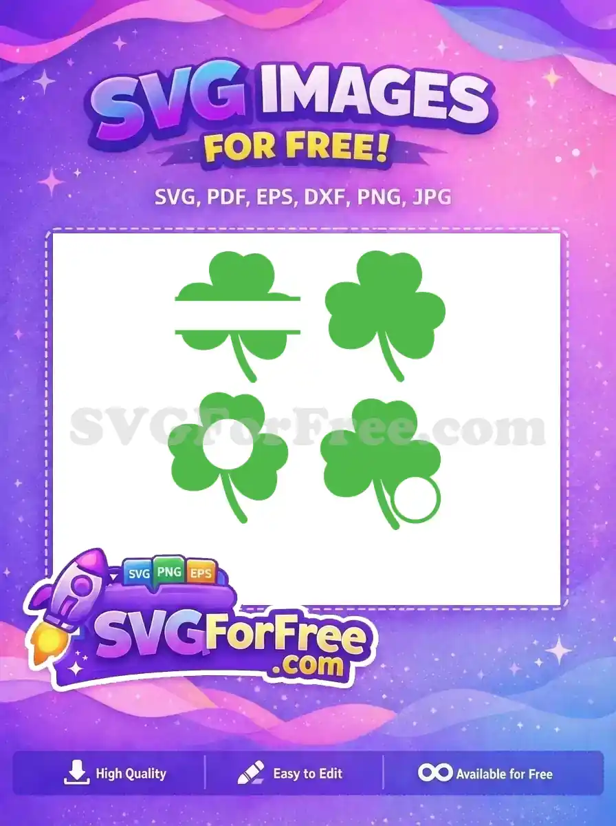 Free Clover Monogram Free St Patricks Day Four Leaf Free SVG