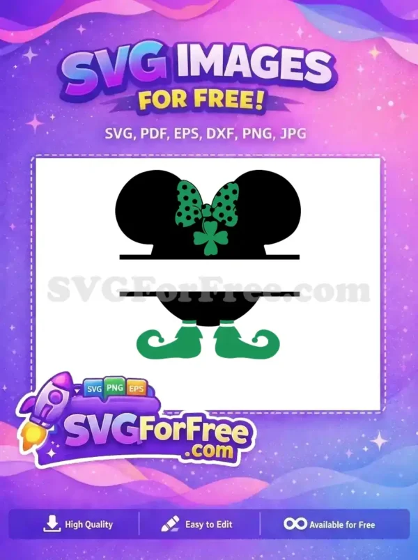 Free Polka Dot Bow Free Shamrock Accent Minnie St Patricks Free SVG