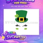 Free Green Hat Clover Free Lashes Cheeks St Patricks Free SVG - Instant Download