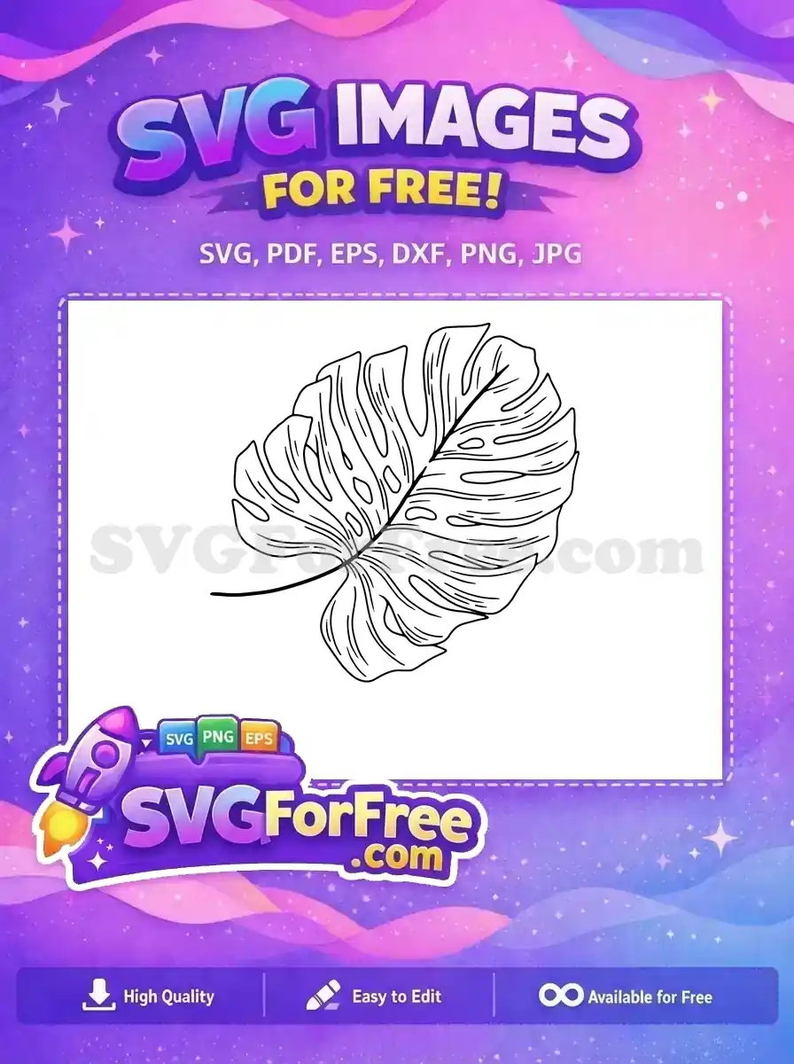 Free Detailed Cutouts Free Monstera Leaf Stamp Leaves Free SVG