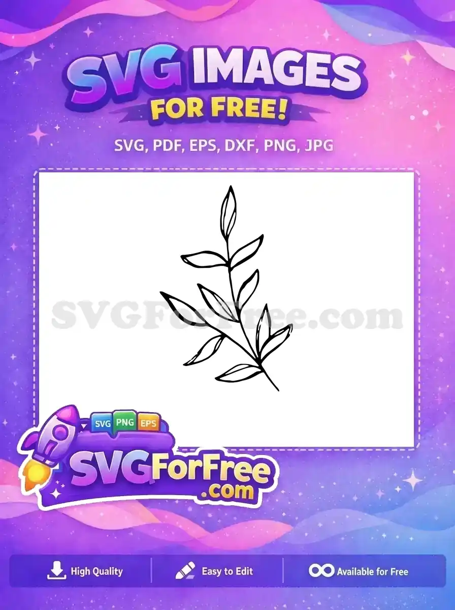 Free Delicate Branch Free Stamp Leaves Design Free SVG