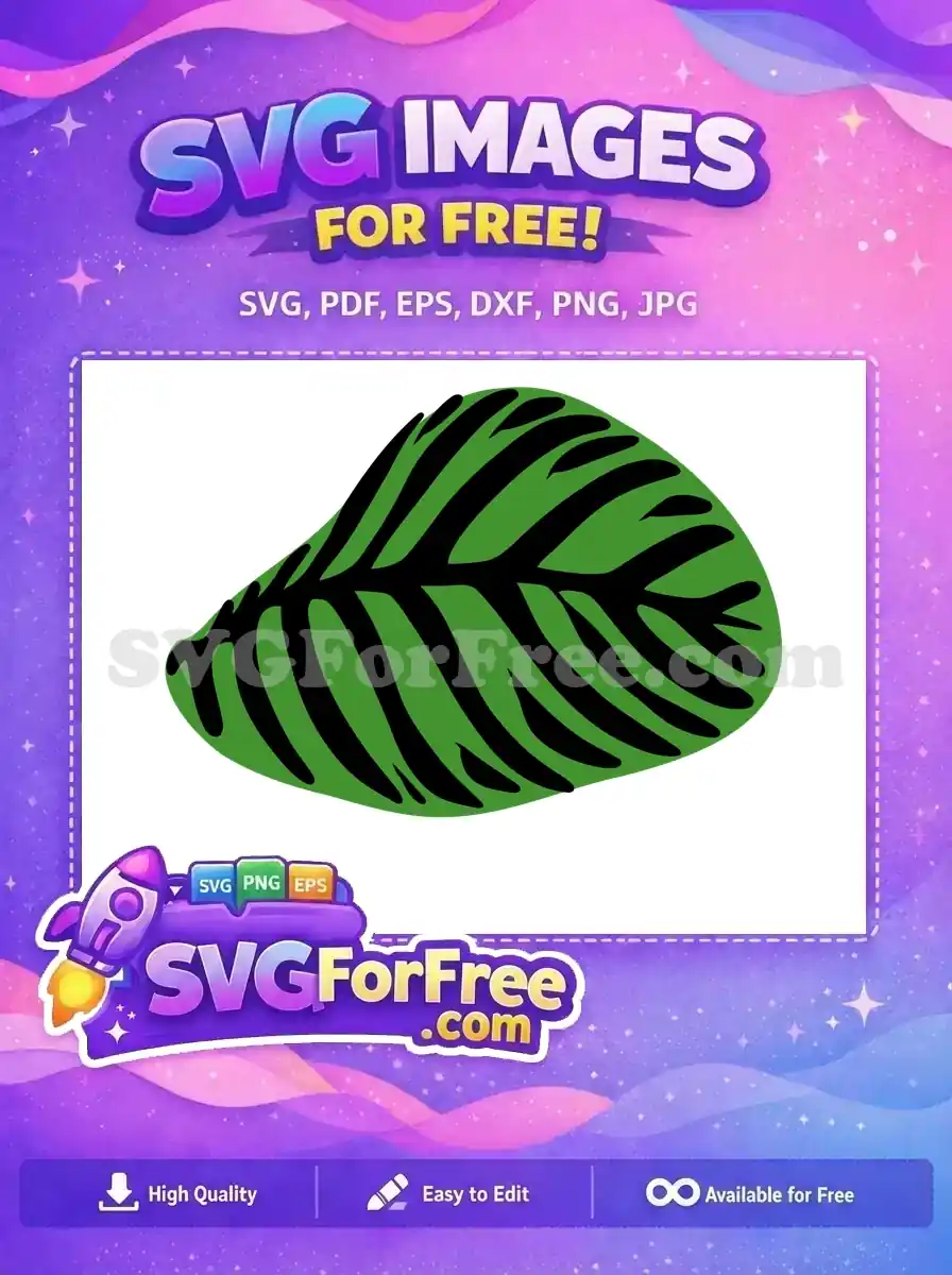Free Green Leaf Stamp Free Dark Stripes Nature Free SVG