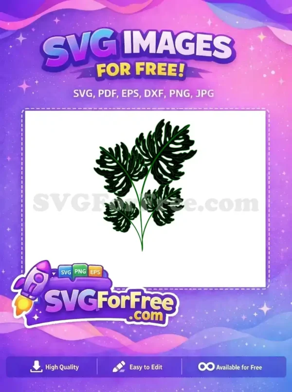 Free Monstera Plant Stamp Free Detailed Leaves Silhouette Free SVG