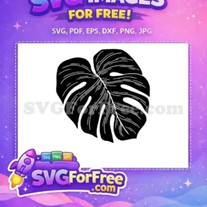 Free Black Monstera Free Swiss Stamp Leaves Plant Free SVG