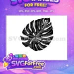 Free Detailed Cutout Free Black Monstera Stamp Leaves Free SVG - Instant Download