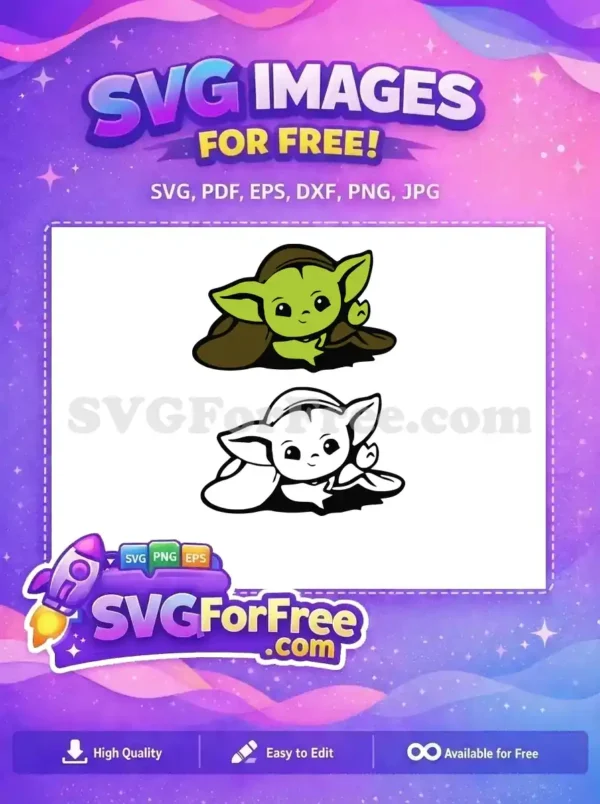 Free Green Baby Yoda Free Cute Eyes Star Wars Free SVG 2