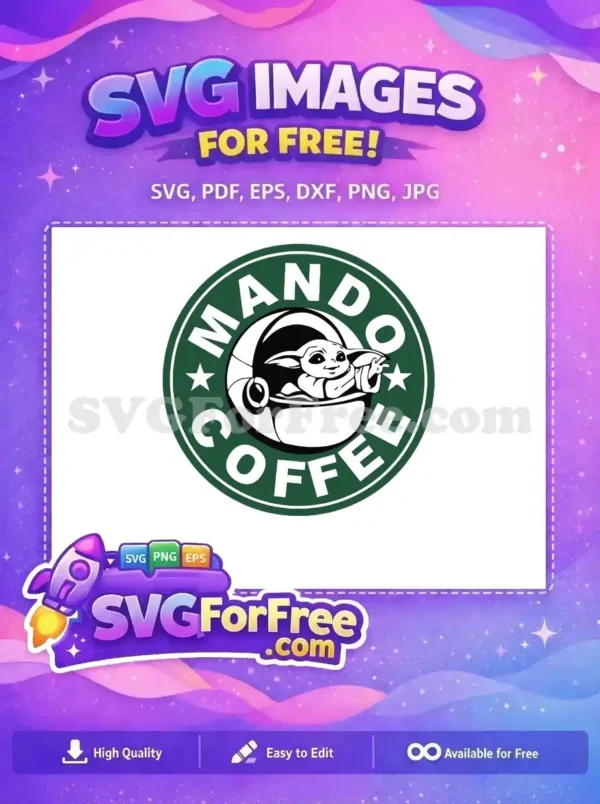 Free Smiling Grogu Free Coffee Mando Parody Free SVG