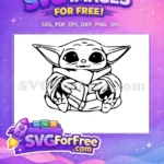 Free Baby Yoda Grogu Free Line Art Star Wars Free SVG - Instant Download