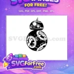Free BB-8 Droid Free Black White Star Wars Free SVG 1 - Instant Download