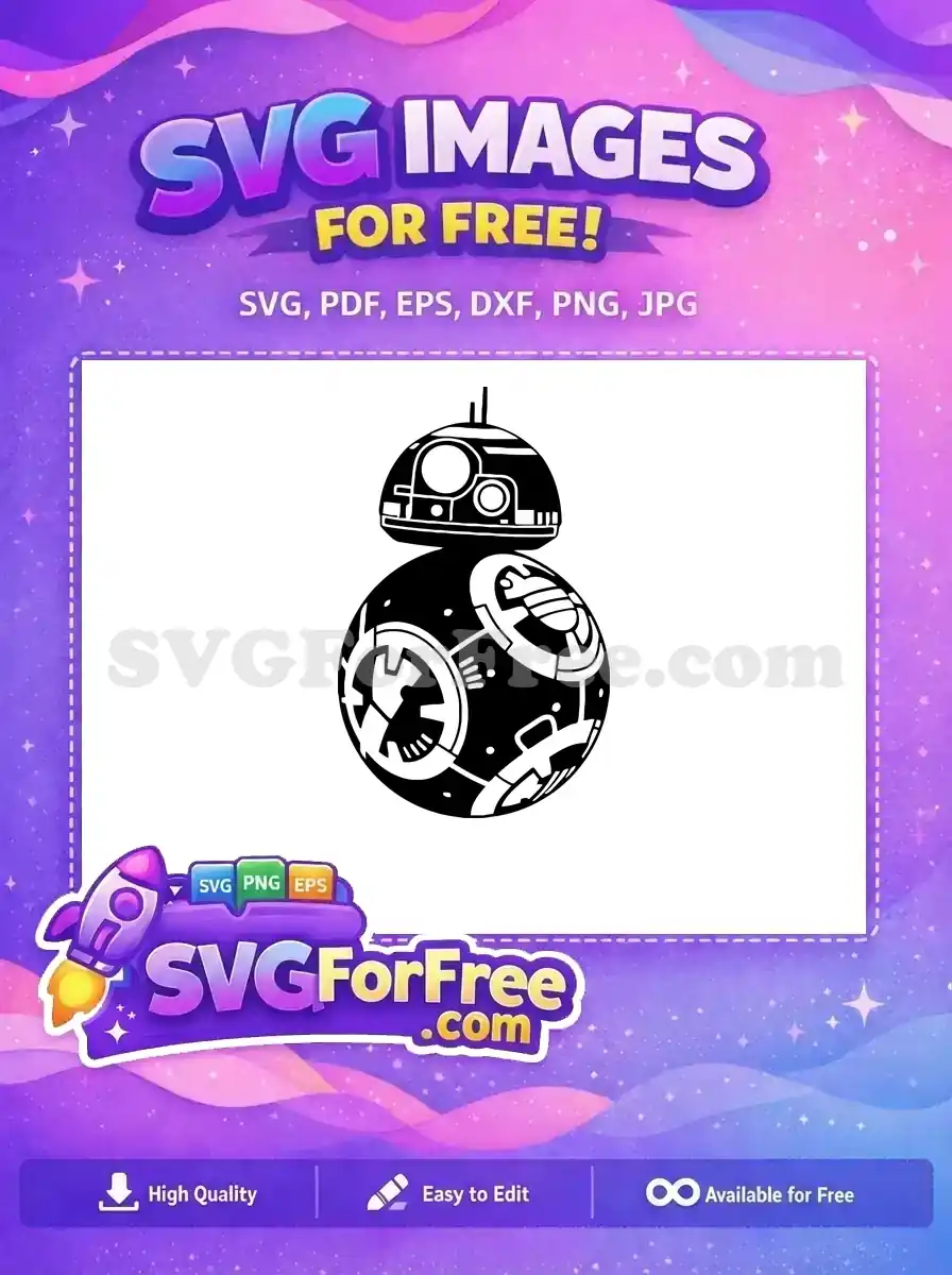 Free BB-8 Droid Free Black White Star Wars Free SVG 1