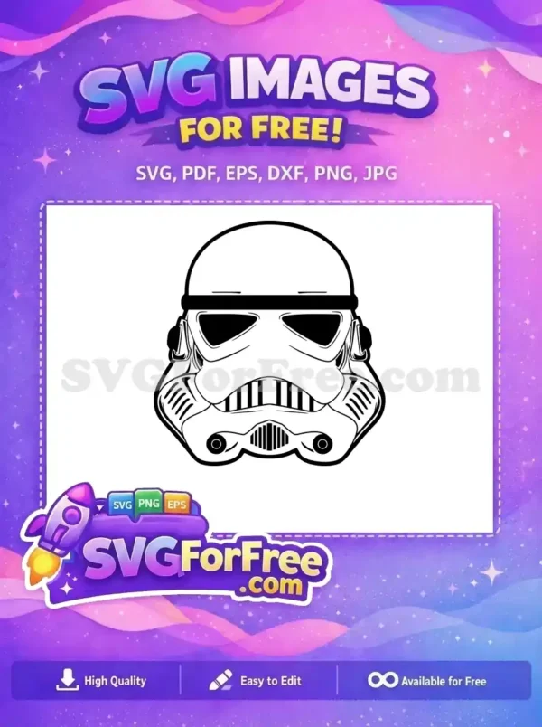 Free Detailed Helmet Free Black and White Star Wars Free SVG 1