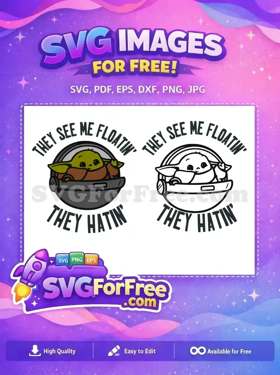 Free Cute Green Yoda Free Pod Floating Star Wars Free SVG