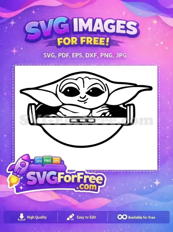 Free Grogu Big Eyes Free Pod Black Star Wars Free SVG