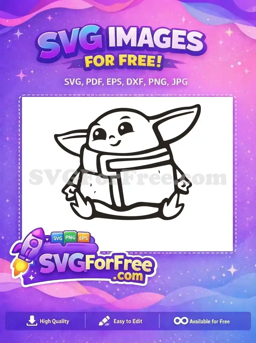 Free Smiling Grogu Free Scarf Detail Star Wars Free SVG