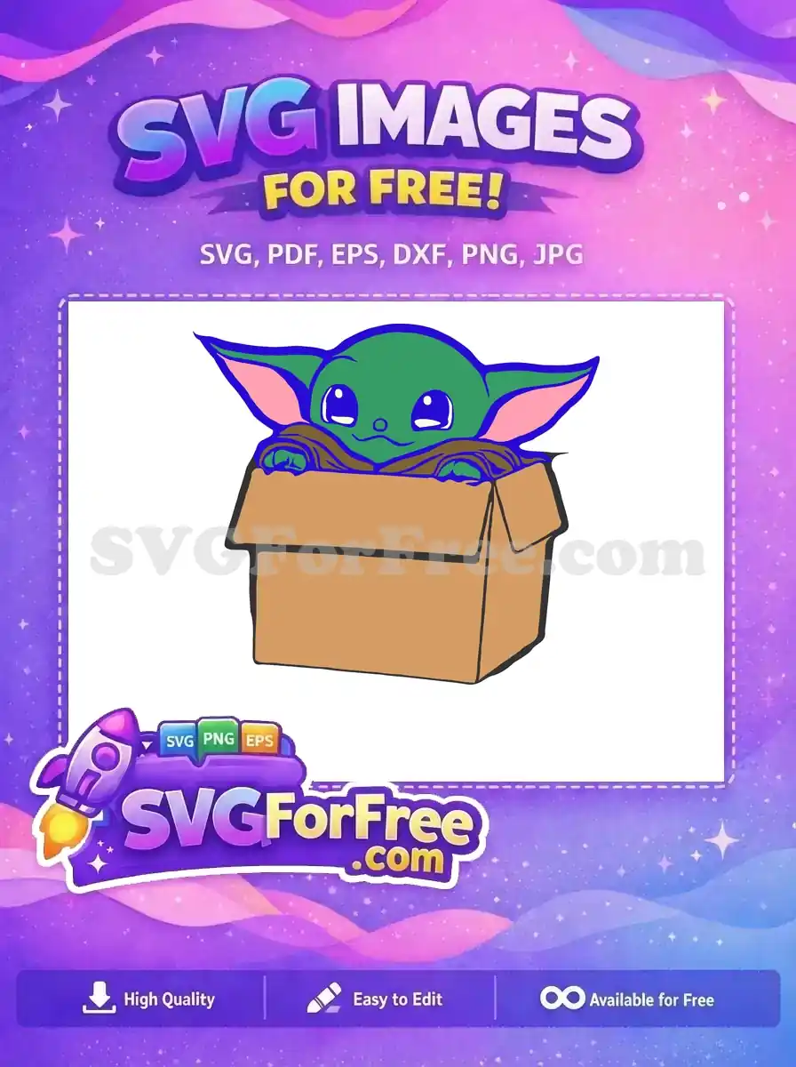 Free Green Grogu Big Eyes Free in Box Star Wars Free SVG