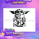Free Black White Grogu Free Cute Face Star Wars Free SVG - Instant Download