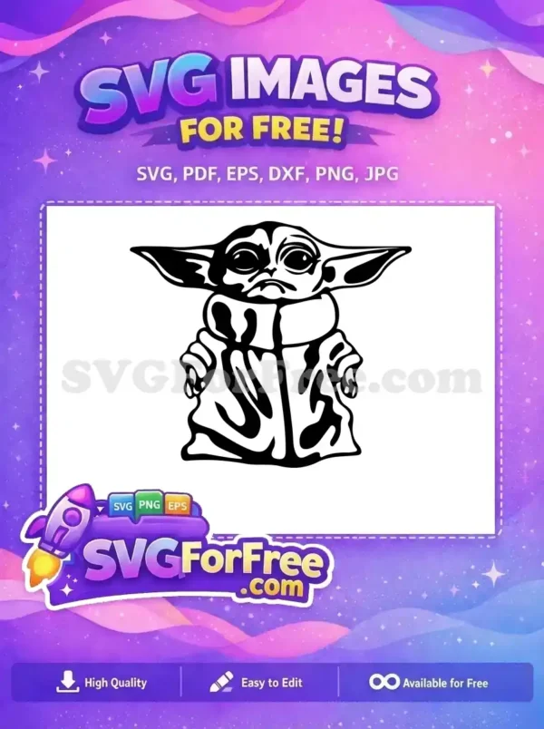 Free Black White Grogu Free Cute Face Star Wars Free SVG