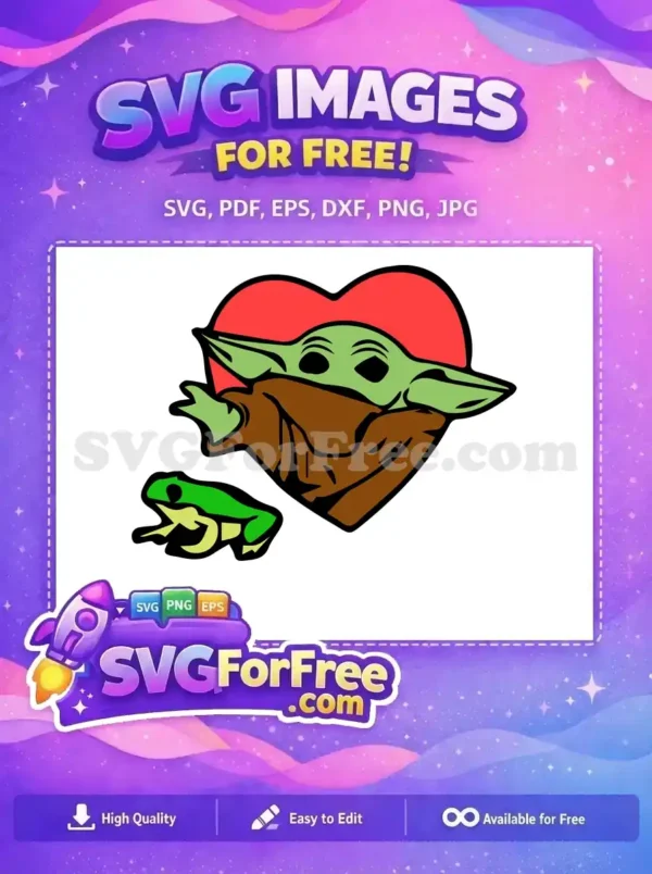 Free Grogu Heart Free Frog Star Wars Free SVG