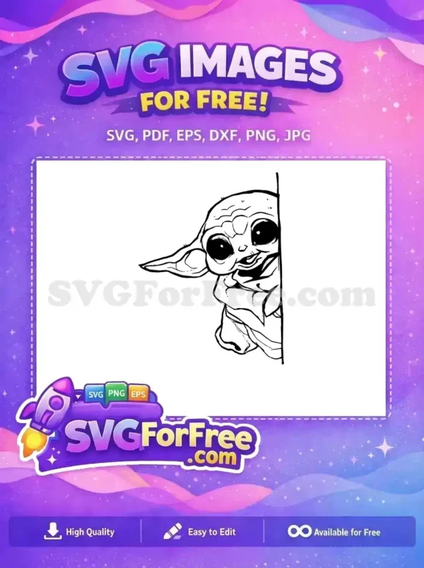 Free Peeking Grogu Free Big Eyes Star Wars Free SVG