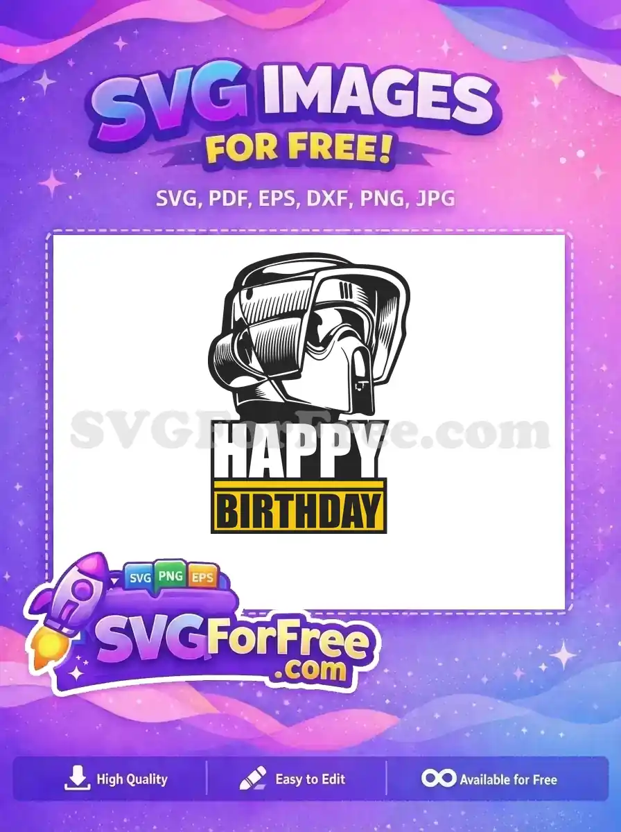 Free Black Helmet Free Happy Birthday Star Wars Free SVG