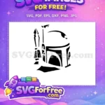 Free Boba Fett Helmet Free Black White Star Wars Free SVG - Instant Download