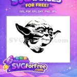 Free Black Yoda Silhouette Free Detailed Face Star Wars Free SVG - Instant Download