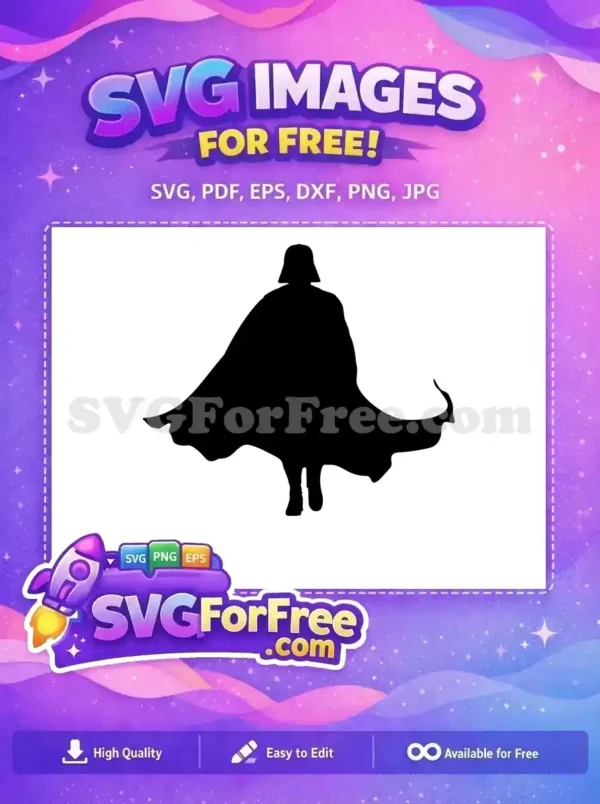 Free Black Silhouette Free Waving Cape Darth Vader Free SVG