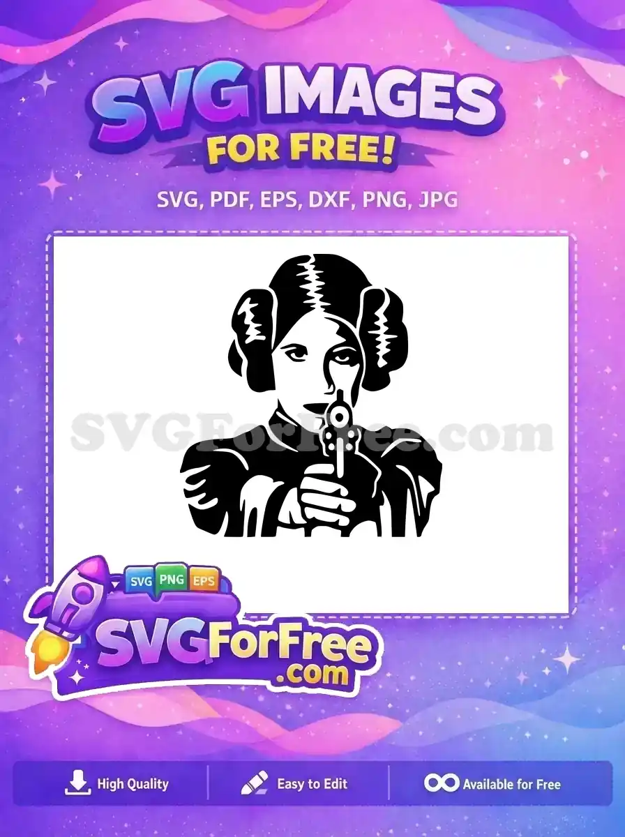 Free Princess Leia Buns Free Gun Black Star Wars Free SVG 2