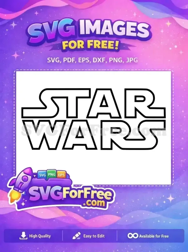 Free Outline Star Wars Free Black Letters Movie Free SVG
