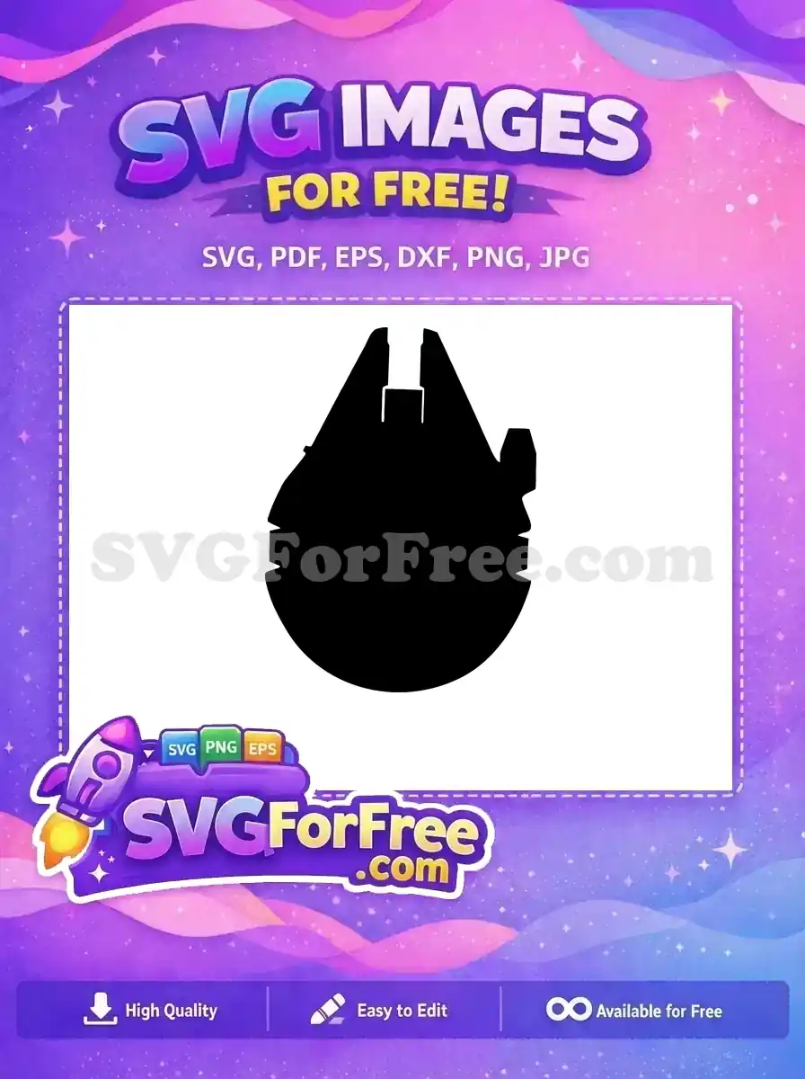 Free Millennium Falcon Shape Free Spaceship Silhouette Star Wars Free SVG